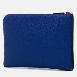 Pre Owned Hermes Endless Road Blue Togo Swift Leather Clutch Bag
