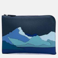 Pre Owned Hermes Endless Road Blue Togo Swift Leather Clutch Bag