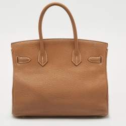 Pre Owned Hermes Gold Togo Leather Gold Finish Birkin 30 Bag