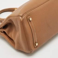 Pre Owned Hermes Gold Togo Leather Gold Finish Birkin 30 Bag