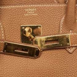 Pre Owned Hermes Gold Togo Leather Gold Finish Birkin 30 Bag
