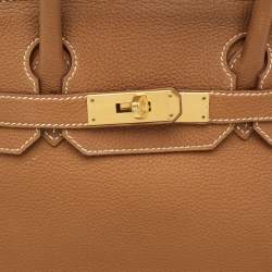 Pre Owned Hermes Gold Togo Leather Gold Finish Birkin 30 Bag