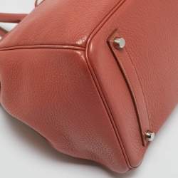 Pre Owned Hermes Sanguine Taurillon Clemence Leather Palladium Finish Birkin 35 Bag
