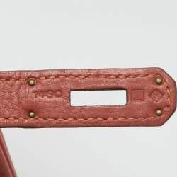 Pre Owned Hermes Sanguine Taurillon Clemence Leather Palladium Finish Birkin 35 Bag