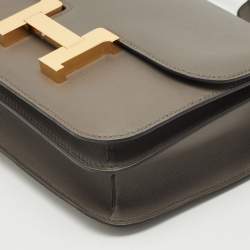 Pre Owned Hermes Etain Swift Leather Gold Finish Constance 18 Mini Bag