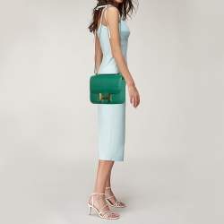 Pre Owned Hermès Vert Vertigo Epsom Leather Gold Finish Constance 24 Bag