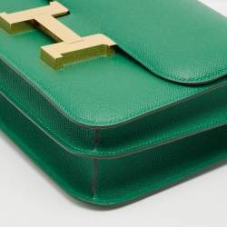 Pre Owned Hermès Vert Vertigo Epsom Leather Gold Finish Constance 24 Bag