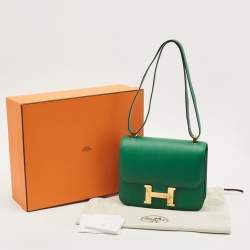 Pre Owned Hermès Vert Vertigo Epsom Leather Gold Finish Constance 24 Bag