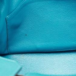 Pre Owned Hermes Blue Izmir Clemence Leather Gold Finish Birkin 30 Bag