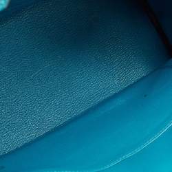 Pre Owned Hermes Blue Izmir Clemence Leather Gold Finish Birkin 30 Bag