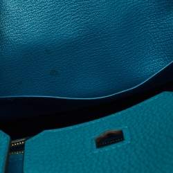 Pre Owned Hermes Blue Izmir Clemence Leather Gold Finish Birkin 30 Bag