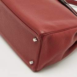 Pre Owned Hermès Rouge Grenat Clemence Leather Palladium Finish Kelly Retourne 35 Bag