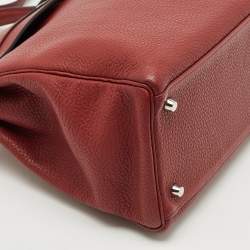 Pre Owned Hermès Rouge Grenat Clemence Leather Palladium Finish Kelly Retourne 35 Bag
