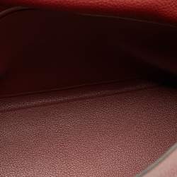 Pre Owned Hermès Rouge Grenat Clemence Leather Palladium Finish Kelly Retourne 35 Bag