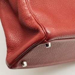 Pre Owned Hermès Rouge Grenat Clemence Leather Palladium Finish Kelly Retourne 35 Bag