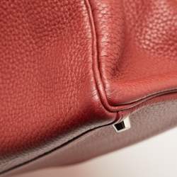 Pre Owned Hermès Rouge Grenat Clemence Leather Palladium Finish Kelly Retourne 35 Bag