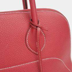 Pre Owned Hermes Relax Bolide 35  Red Leather Bag