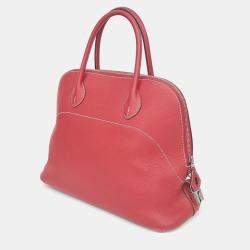 Pre Owned Hermes Relax Bolide 35  Red Leather Bag