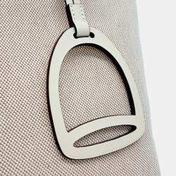 Pre Owned Hermes Stipple 25 Beige Brown Canvas and Leather bag