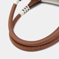 Pre Owned Hermes Stipple 25 Beige Brown Canvas and Leather bag