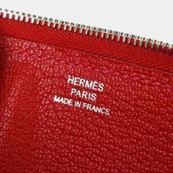 Pre Owned Hermes Rouge Garance Taurillon Clemence Asap Long Wallet