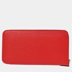 Pre Owned Hermes Rouge Garance Taurillon Clemence Asap Long Wallet