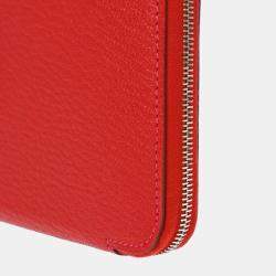 Pre Owned Hermes Rouge Garance Taurillon Clemence Asap Long Wallet