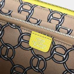 Pre Owned Hermes Lime Epsom Azap Silk In Long Wallet