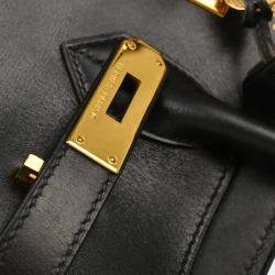 Pre Owned Hermes Black Box Calf Haut a Courroies 32 Handbag
