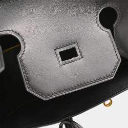 Pre Owned Hermes Black Box Calf Haut a Courroies 32 Handbag