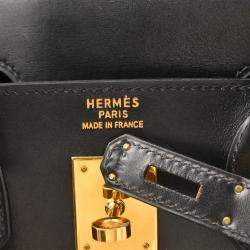 Pre Owned Hermes Black Box Calf Haut a Courroies 32 Handbag