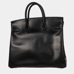 Pre Owned Hermes Black Box Calf Haut a Courroies 32 Handbag