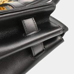 Pre Owned Hermes Black Box Calf Haut a Courroies 32 Handbag