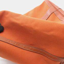 Pre Owned Hermes Garden Party PM Toile Officier Potiron Orange Leather  Tote Bag