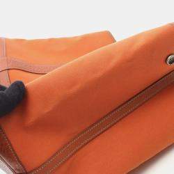 Pre Owned Hermes Garden Party PM Toile Officier Potiron Orange Leather  Tote Bag