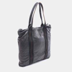 Pre Owned Hermes Caravan Vertical Black Leather Bag  
