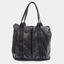 Pre Owned Hermes Caravan Vertical Black Leather Bag  