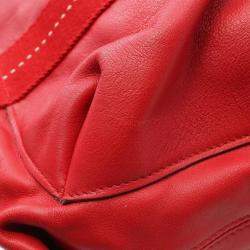 Pre Owned Hermes Caravan Vertical GM Red Derma Leather Bag