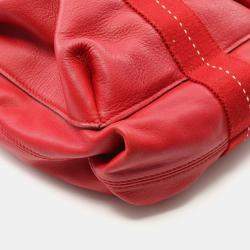 Pre Owned Hermes Caravan Vertical GM Red Derma Leather Bag