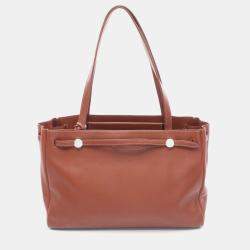 Pre Owned Hermes Cabana Gulliver Brown Leather Tote Bag