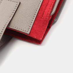 Pre Owned Hermes Petite H Etoupe Grey,Brown and Red Epsom Leather Shoulder Bag