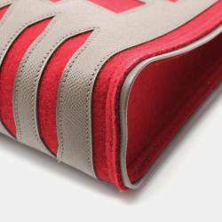 Pre Owned Hermes Petite H Etoupe Grey,Brown and Red Epsom Leather Shoulder Bag