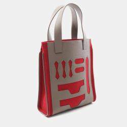 Pre Owned Hermes Petite H Etoupe Grey,Brown and Red Epsom Leather Shoulder Bag