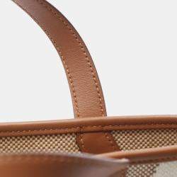 Pre Owned Hermes H En Biais PM  Brown Ecru Z Swift Leather Toilet H  Tote Bag