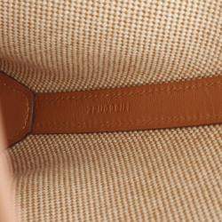 Pre Owned Hermes H En Biais PM  Brown Ecru Z Swift Leather Toilet H  Tote Bag