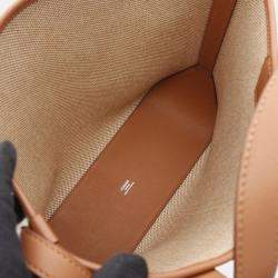 Pre Owned Hermes H En Biais PM  Brown Ecru Z Swift Leather Toilet H  Tote Bag