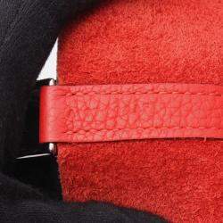 Pre Owned Hermes Picotin Lock 18 Rouge Tomate Taurillon Clemence Leather Shoulder Bag