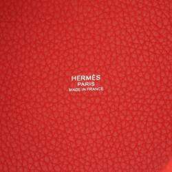 Pre Owned Hermes Picotin Lock 18 Rouge Tomate Taurillon Clemence Leather Shoulder Bag