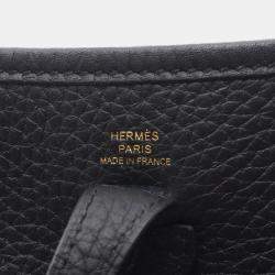 Pre Owned Hermes Evelyne TPM Noir Black Clemence Leather Shoulder Bag 