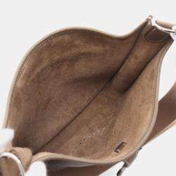 Pre Owned Hermes Evelyne 3 Troyes PM Shoulder Bag A Clemence Leather Etoupe Grey Shw